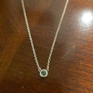 Tiffanys Silver Necklace with Emerald Gemstone